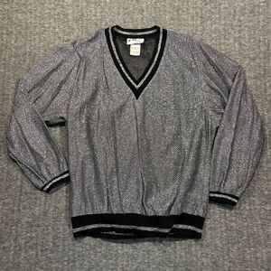 Vintage Willi of California Shirt Womens 18 Metallic V Neck Sheer USA Made 1980s